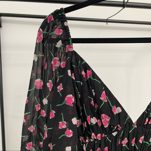 BLACK FLORAL RUFFLE DRESS - Picture 3 of 8